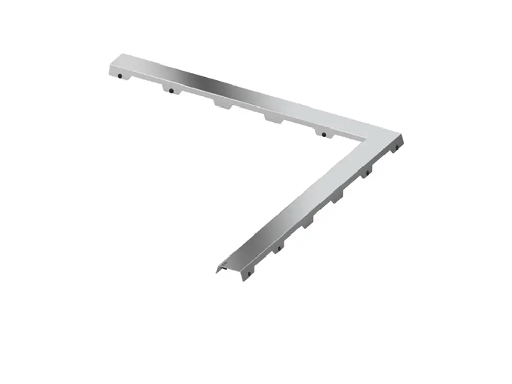 Edelstahl-Rost mit L-förmigem Design, geeignet für die Verwendung in modernen Badezimmern. TECE-Produkt zur Drainagegestaltung.